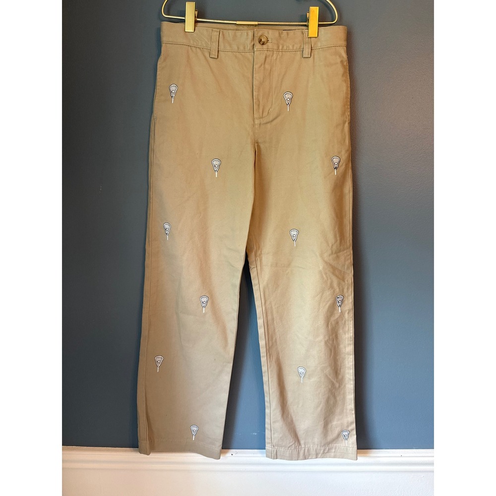 Vineyard Vines Boys Khaki Lacrosse Embroidered Chino Pants Tan Size 12
